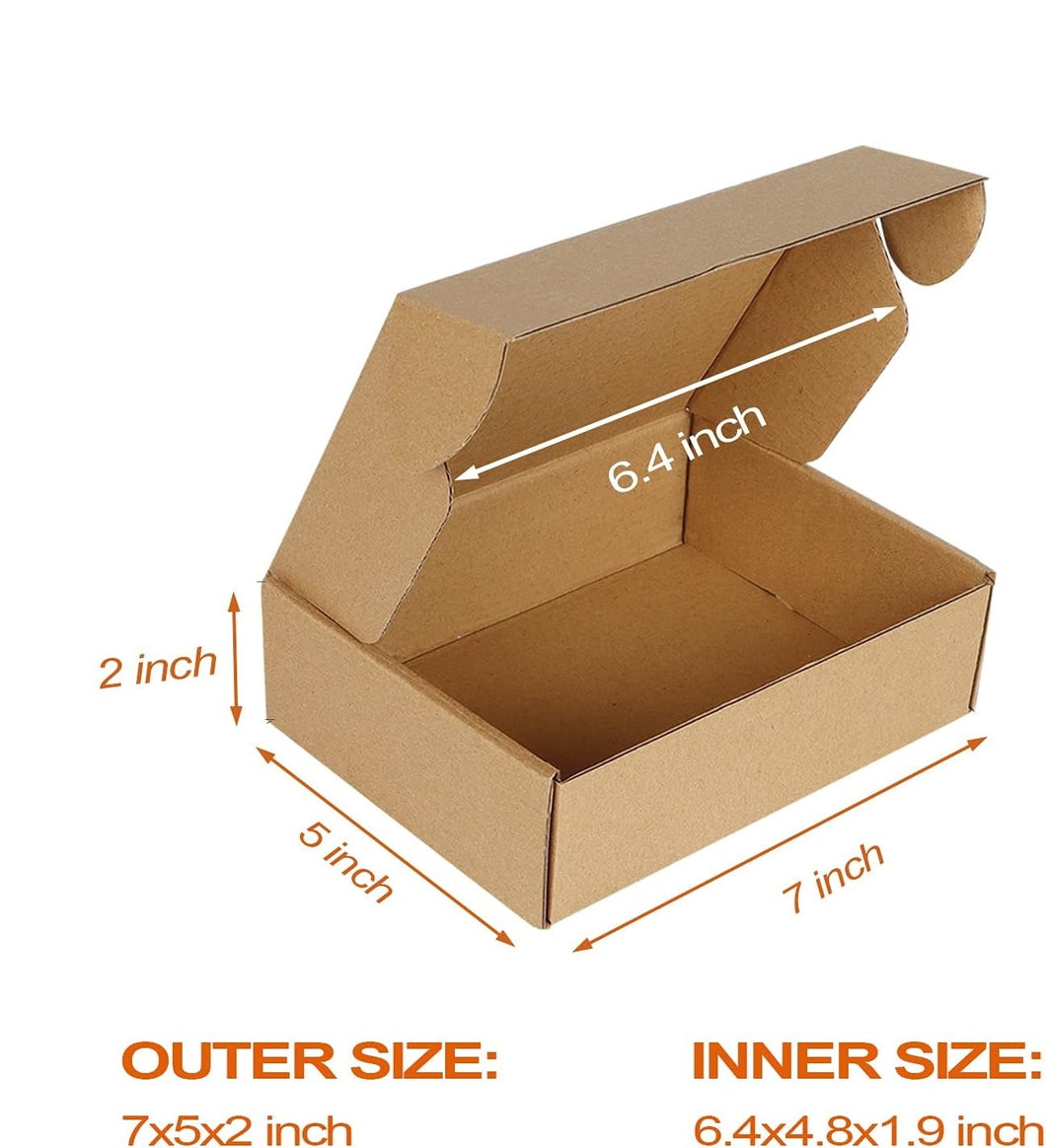 7x5x2 inch Shipping Box, Brown Corrugated Cardboard Mailer Box